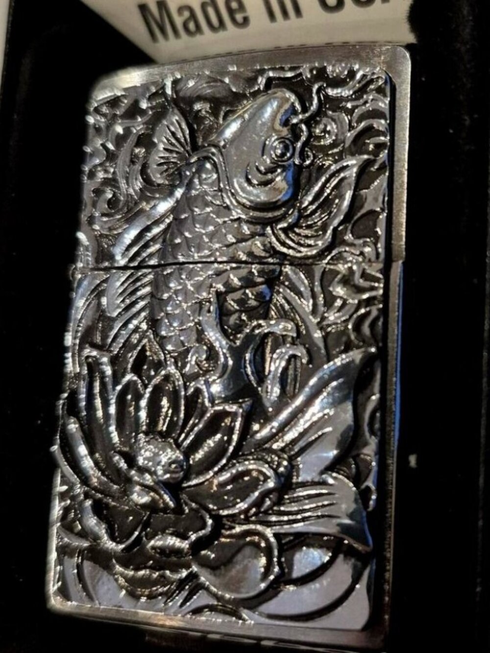 Gorgeous Koi Fish 3D Emblem Zippo Lighter